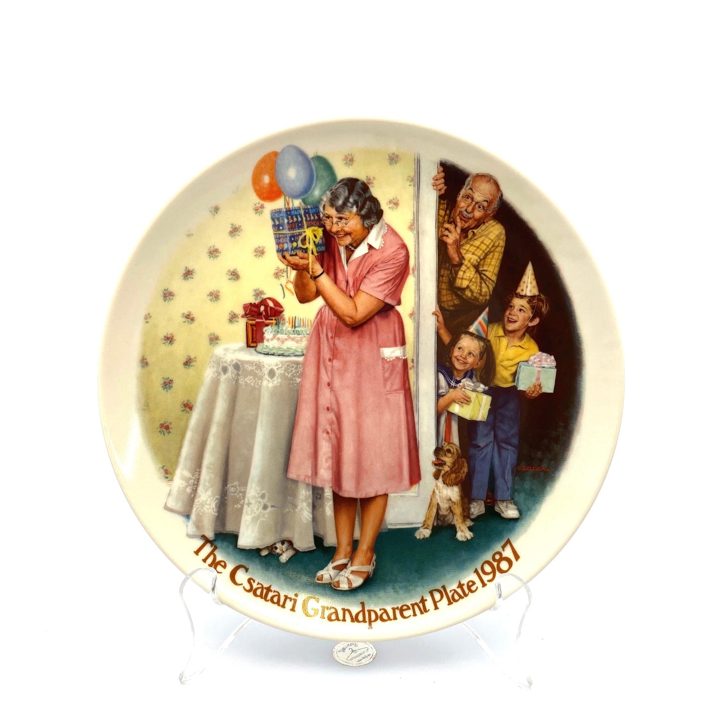 “The Sneak Preview” RARE Joseph Csatari Grandparent Collector Plate 1987