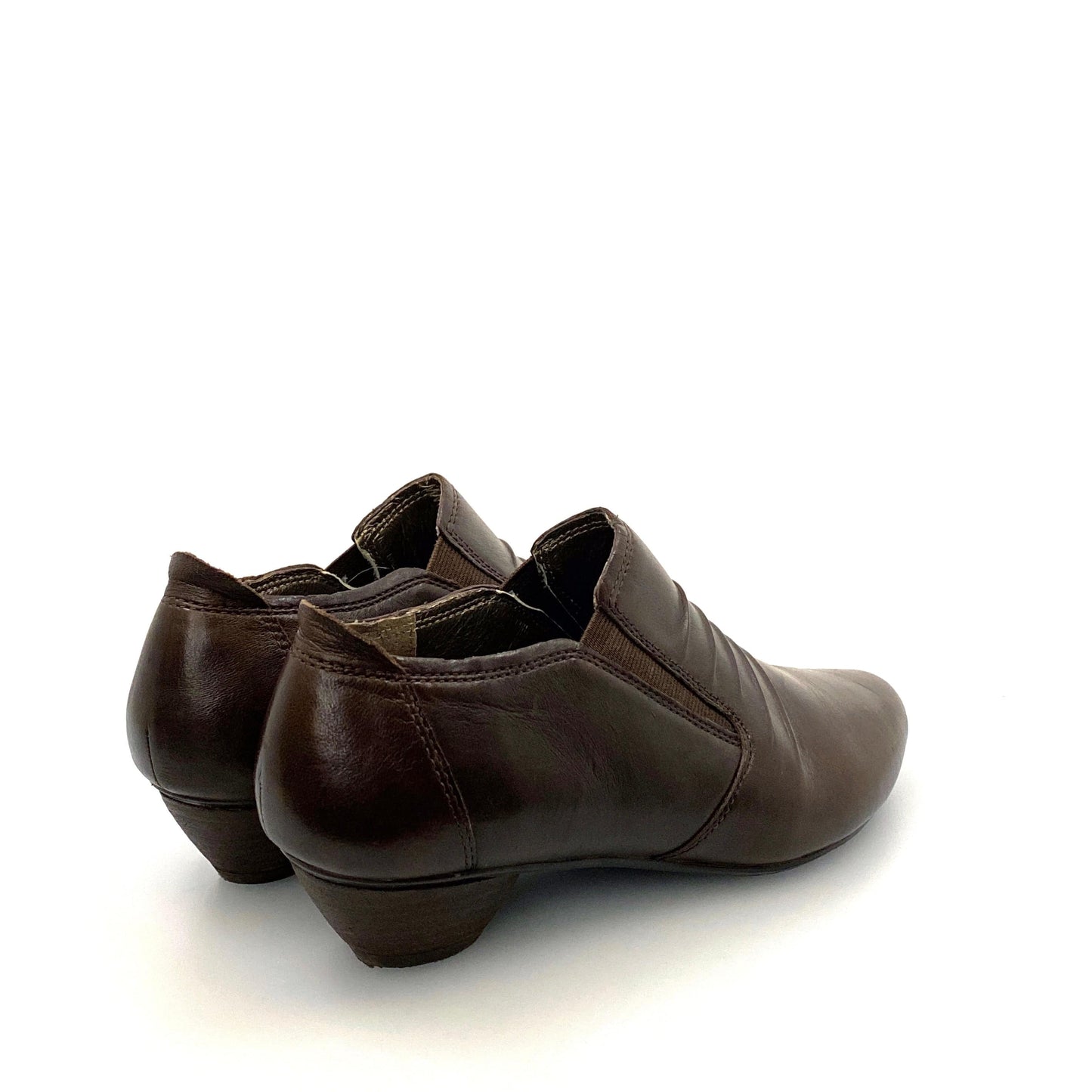 Josef Seibel Womens Brown Leather Booties | Size 37 (US 6.5-7) | Low Heel | EUC