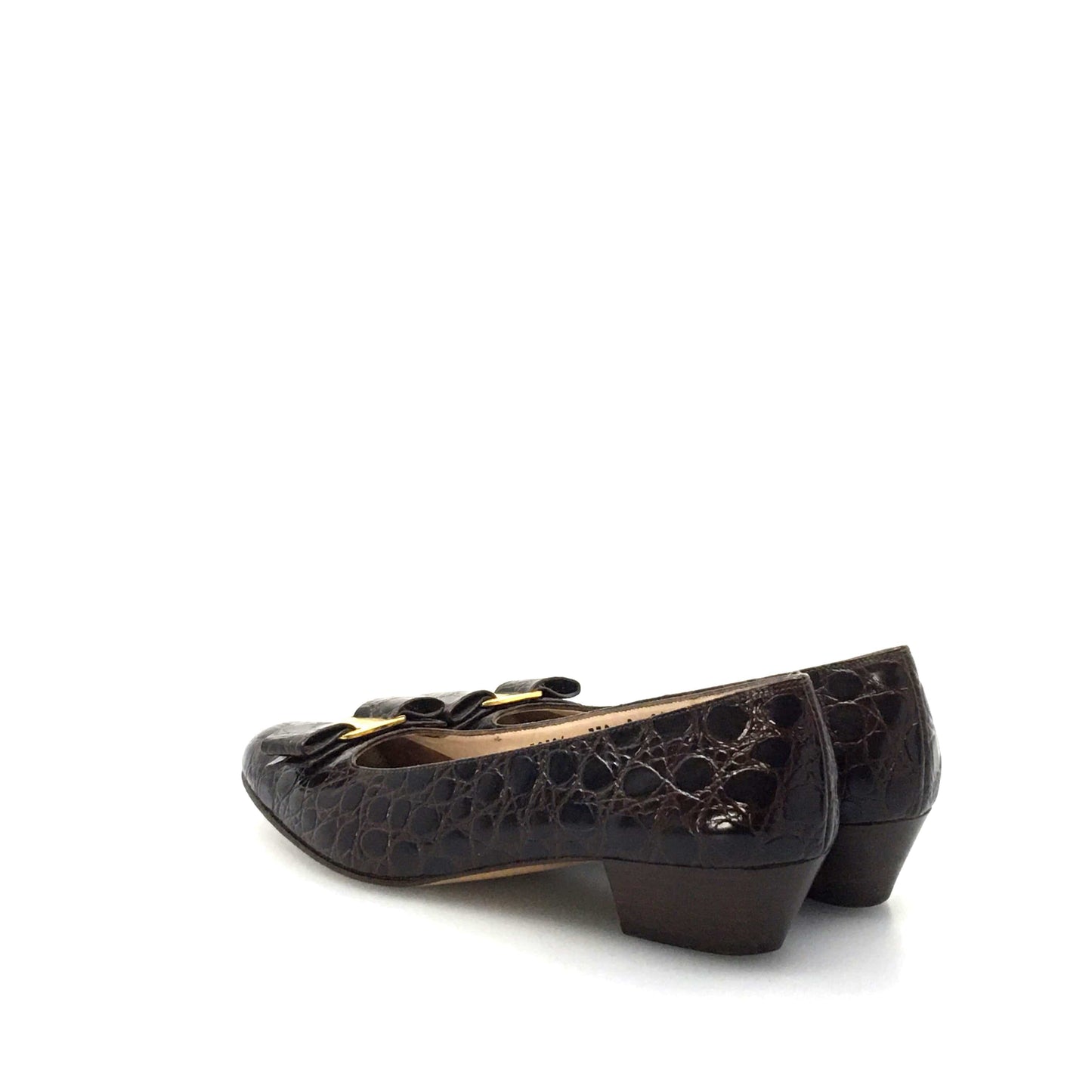 Salvatore Ferragamo Womens Brown Patent Leather Heels Pumps Shoes 8 AAAA