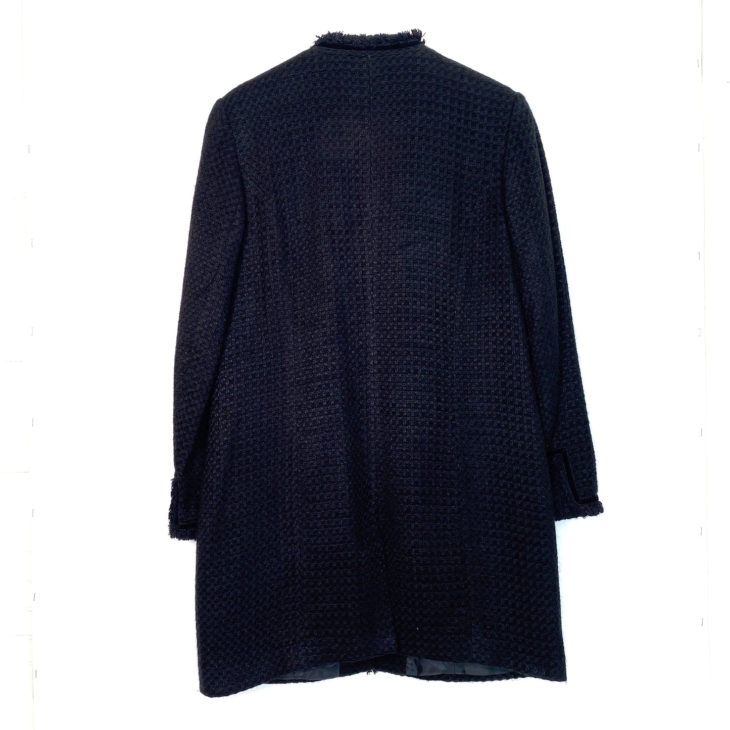 Sag Harbor Womens Mid Fringe Long Sleeve Hook Outer Coat, Black - Size 12