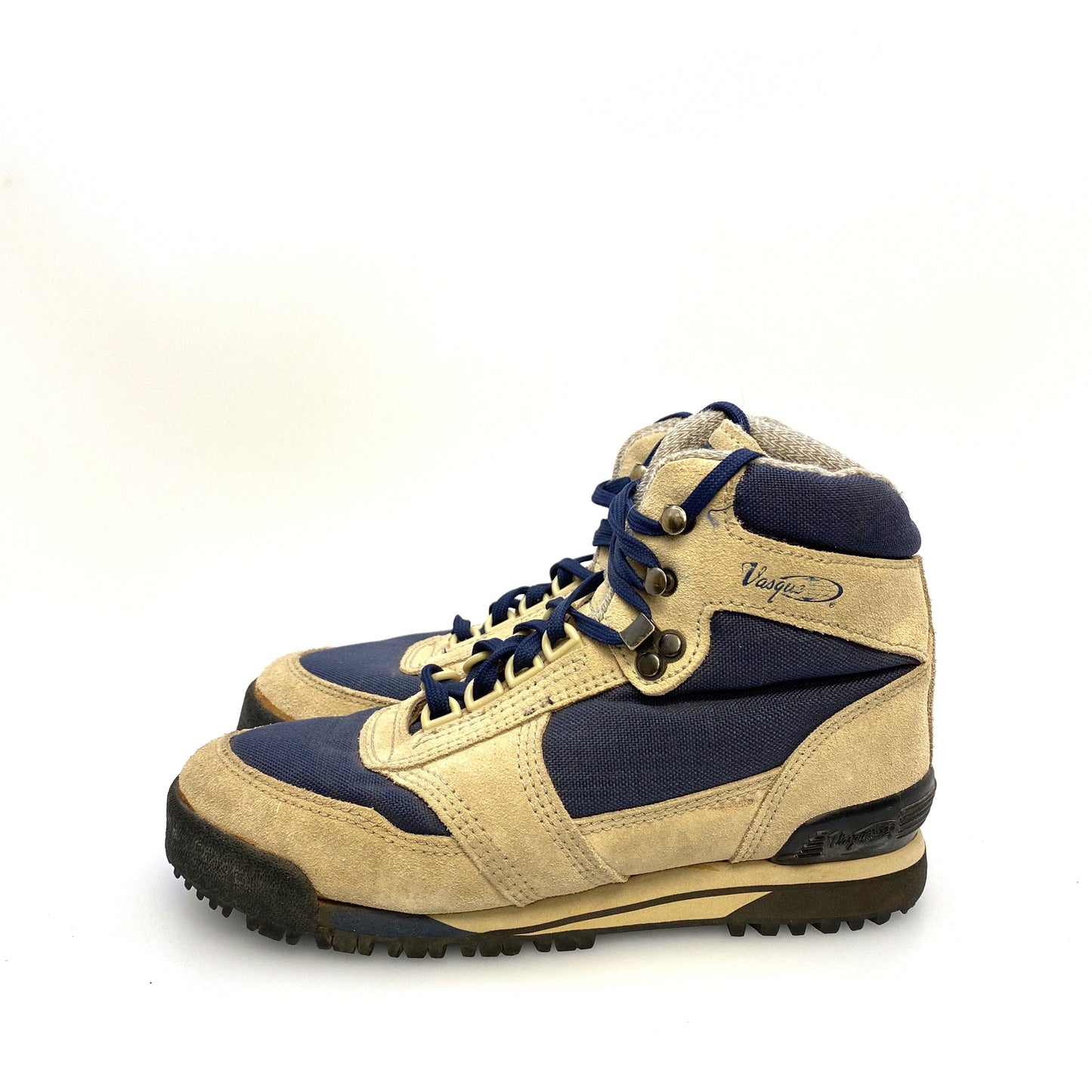 Vasque Womens Size 7½ Beige Blue Hiking Boots Lace-Up