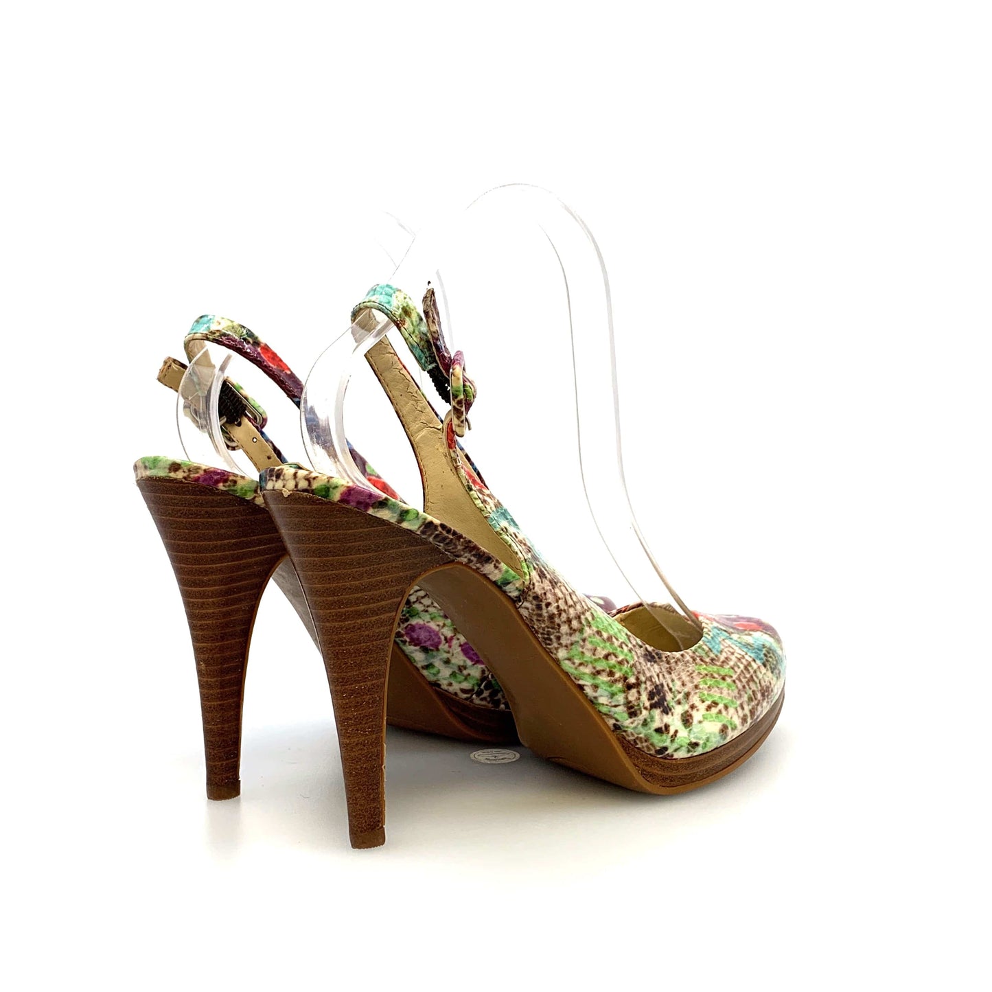 Nine West Womens Size 9.5M Rick Heel Snakeskin Multicolor