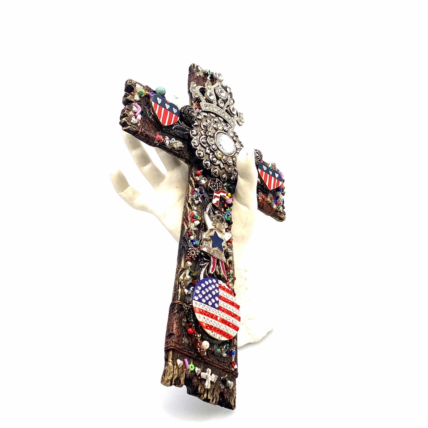 Resin & Costume Jewelry Cross Wall Religious Decorative Art 12”