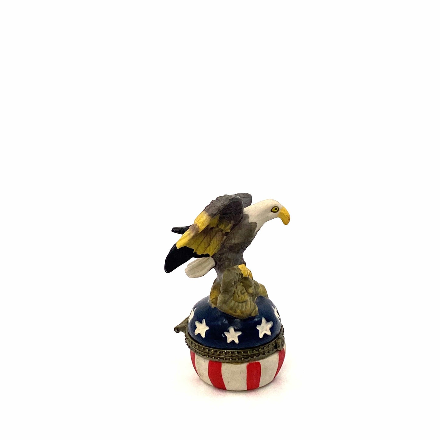 Patriotic Red White Blue Stars Stripes Trinket Box American Eagle Curio