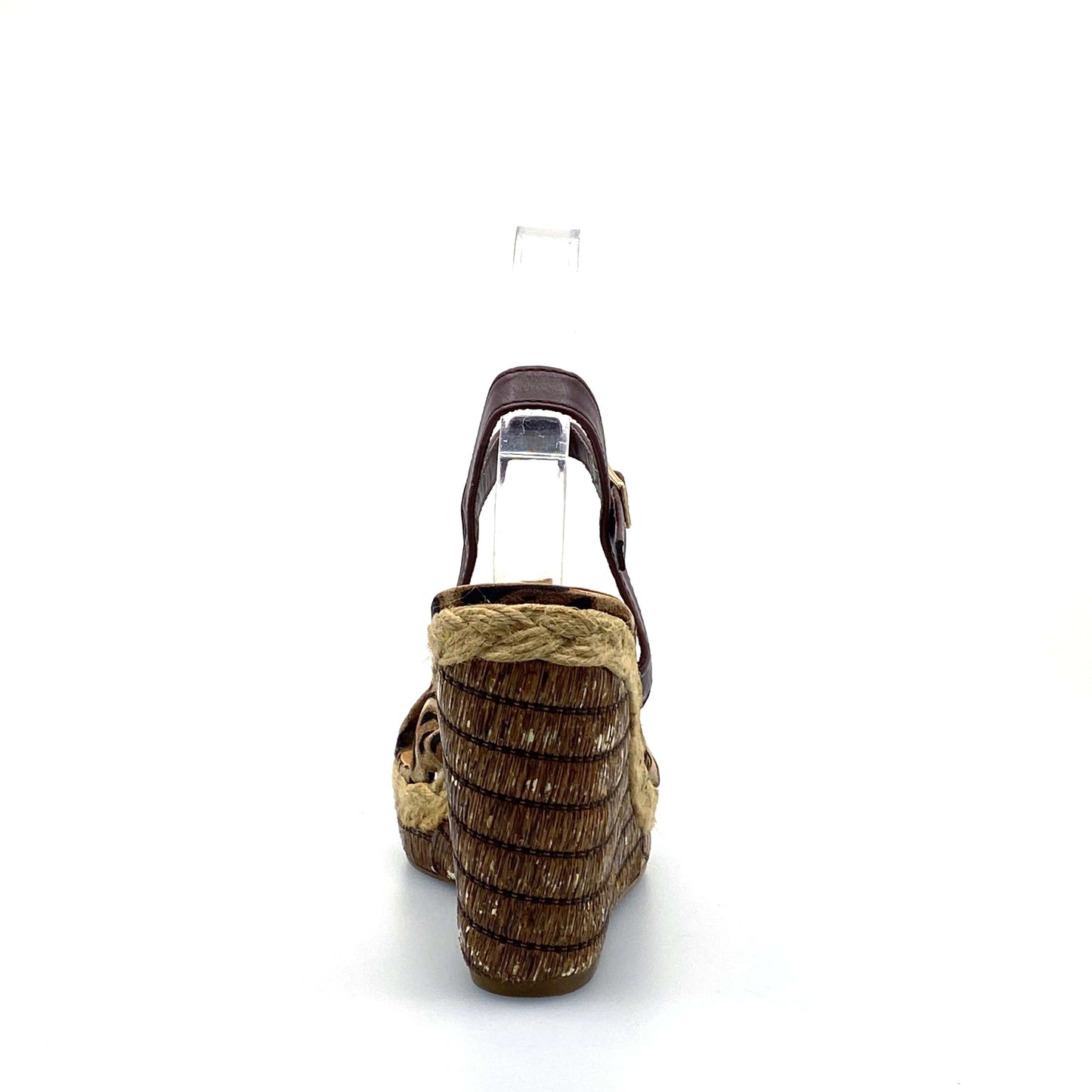 Madden Girl Womens Size 8.5 Endanger Open Toe Wedge Heels Animal Print