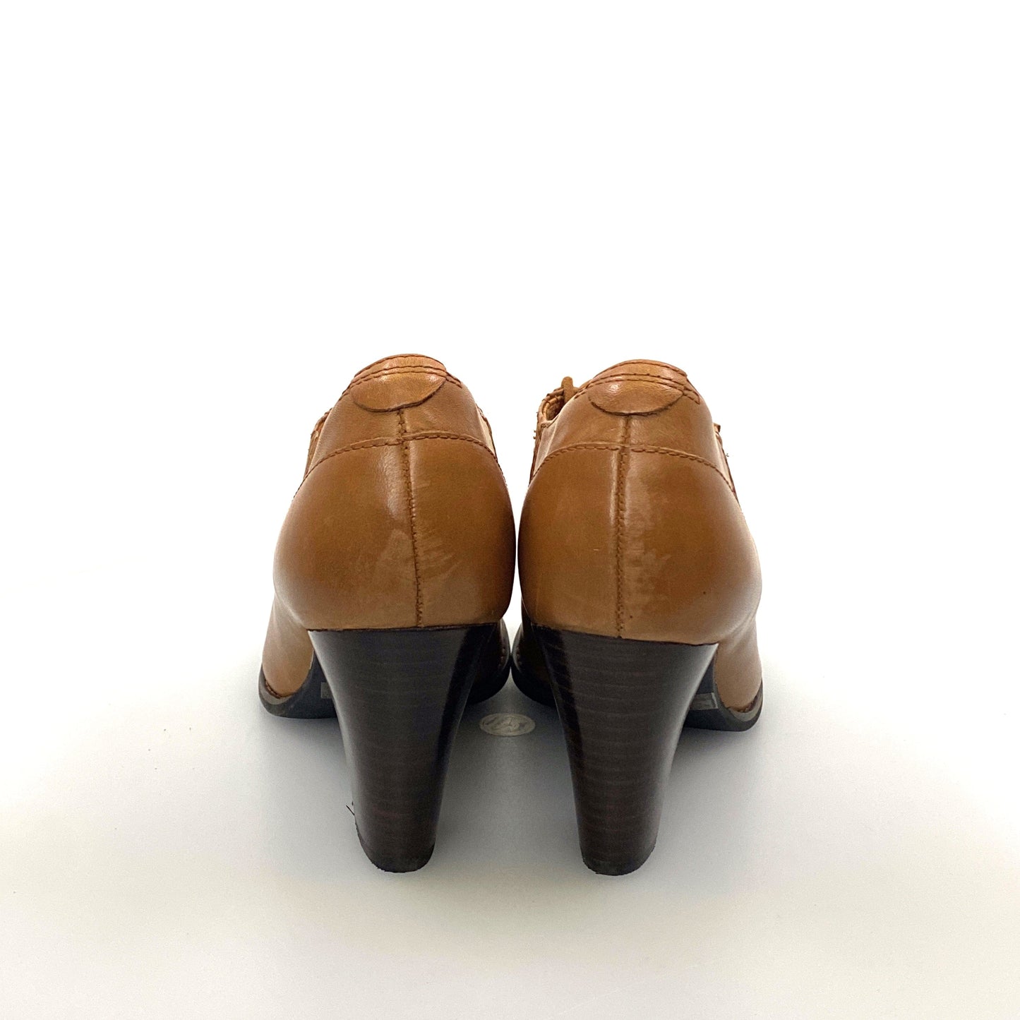 Indigo by Clarks Womens “Heather Merlin” Size 6M Beige Brown Leather Ankle Booties Lace Up