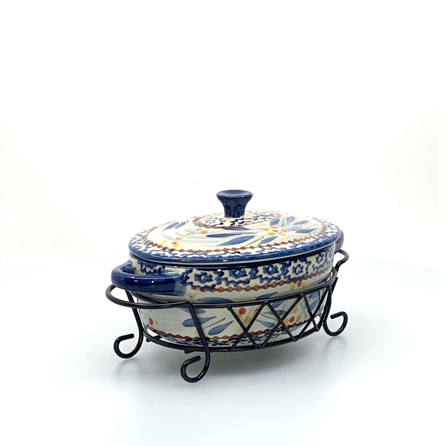 Temptations Presentable Ovenware by Tara Baking Dish 9 Oz Blue Old World Pattern