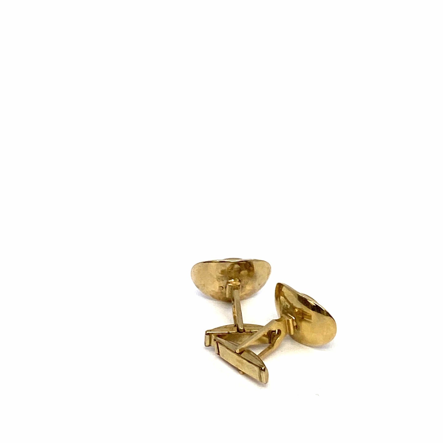 Vintage Mens Cufflinks Modernist Oval Gold, Pair