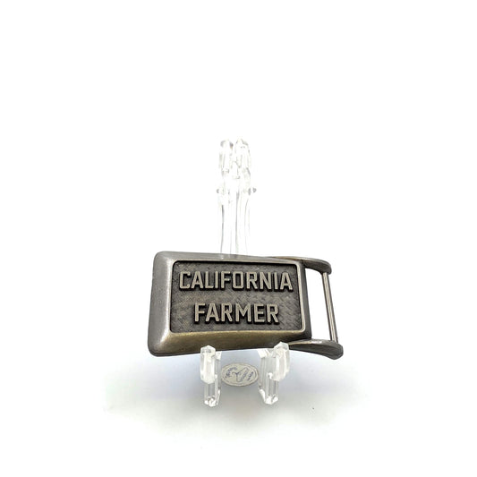 Vintage CALIFORNIA FARMER Pewter Fixed Belt Buckle 3”