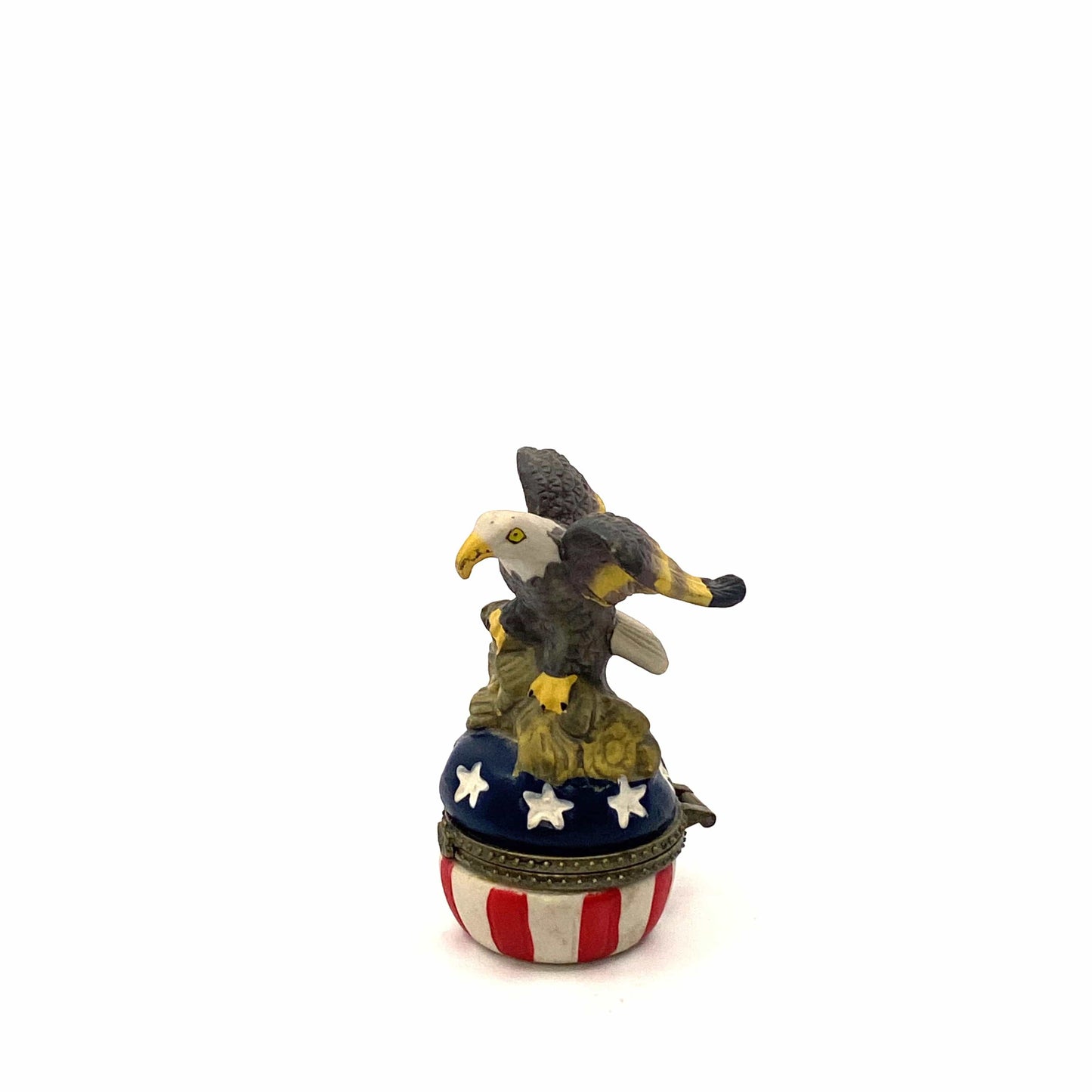 Patriotic Red White Blue Stars Stripes Trinket Box American Eagle Curio