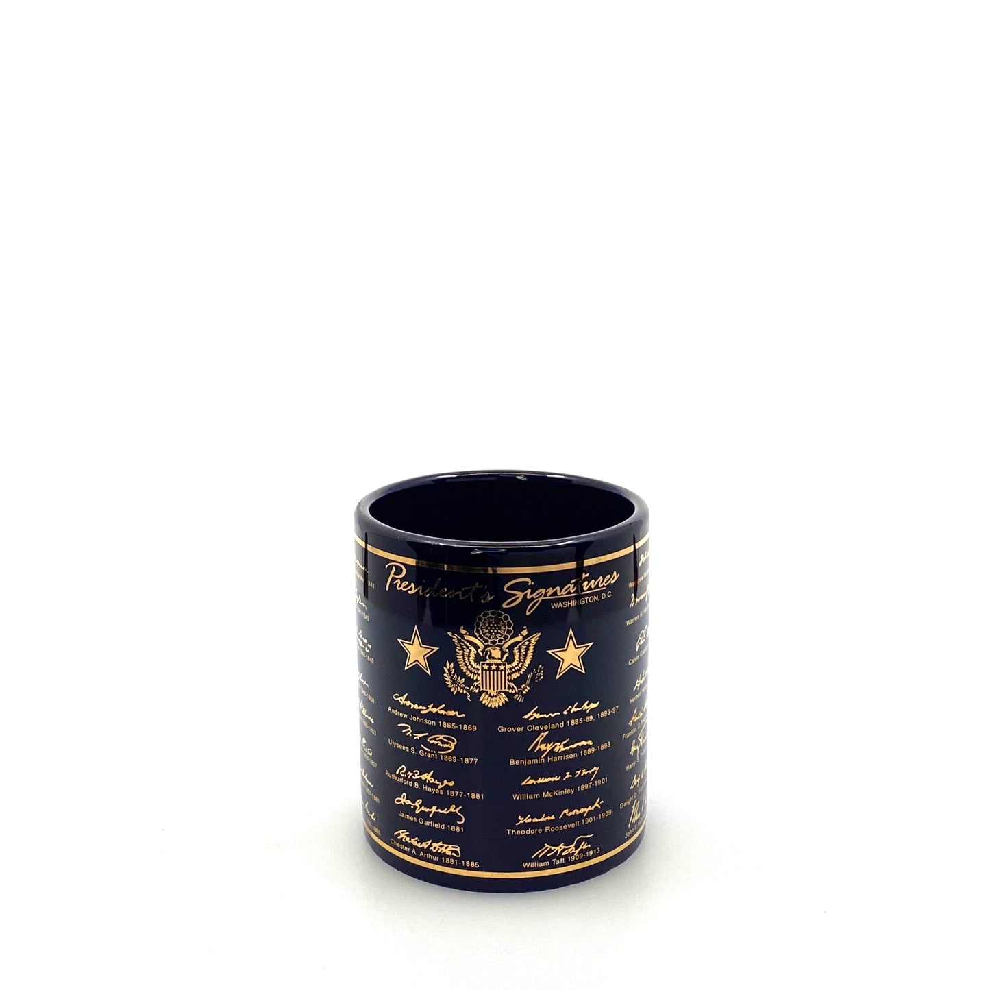 Presidential Signatures 1789 - 2001 Blue Ceramic Coffee Mug Cup, 12 Oz
