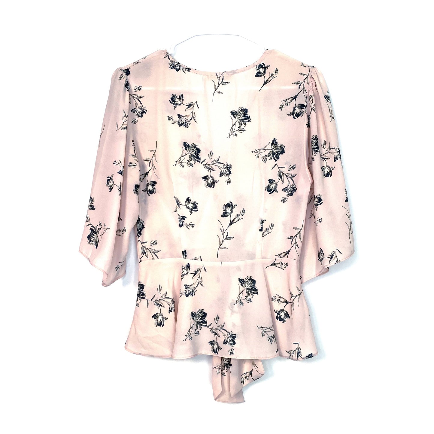WAYF Womens Size S Pink Floral Blouse Top Shirt Tie-Front