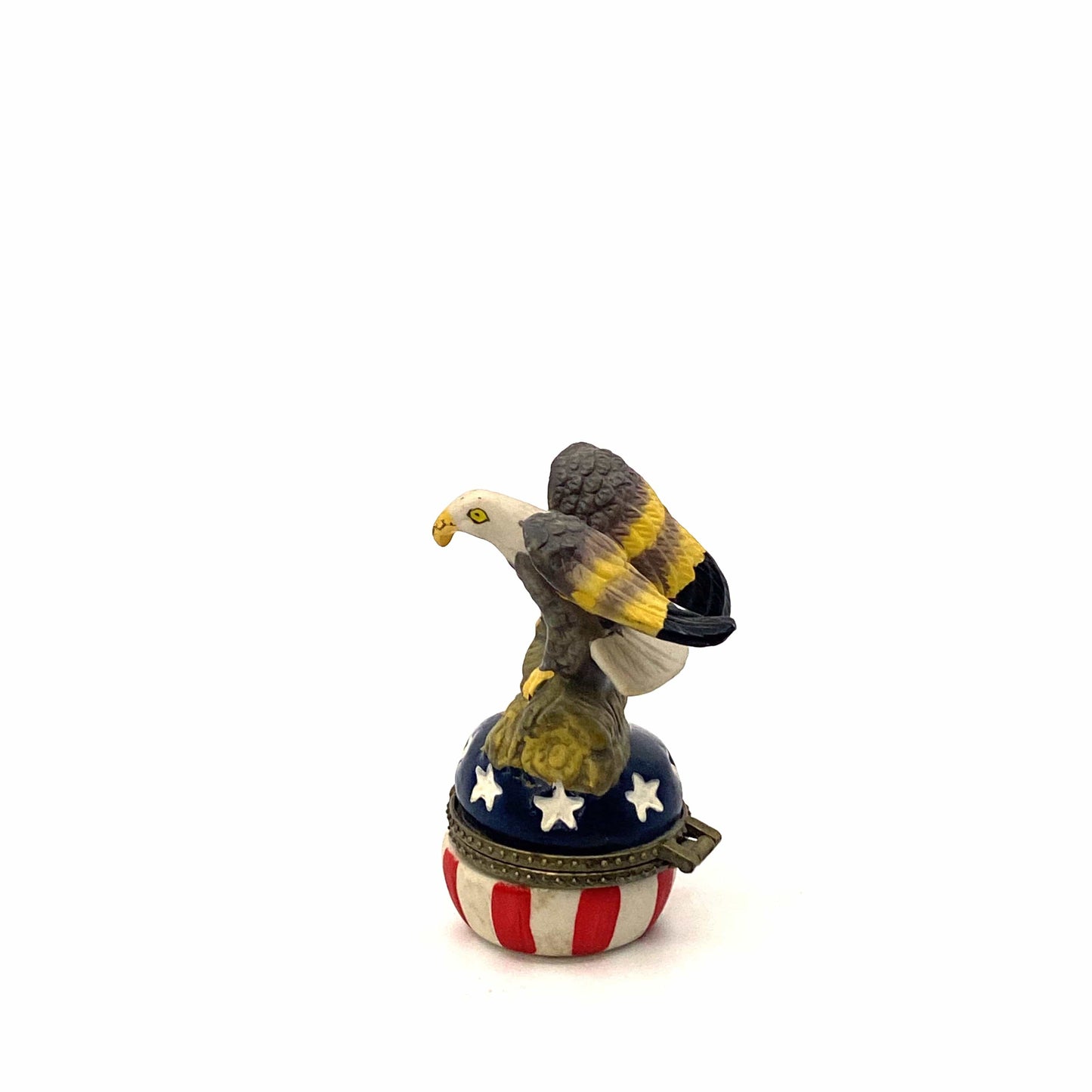 Patriotic Red White Blue Stars Stripes Trinket Box American Eagle Curio