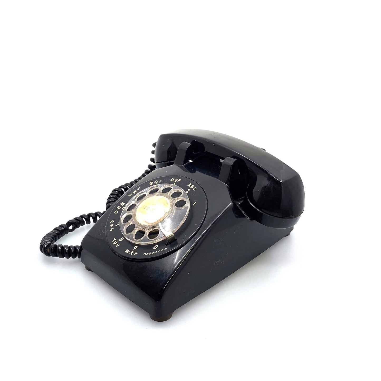 Vintage ITT Desktop Rotary Phone Black 500 Telphone Corded 1972 *FPO