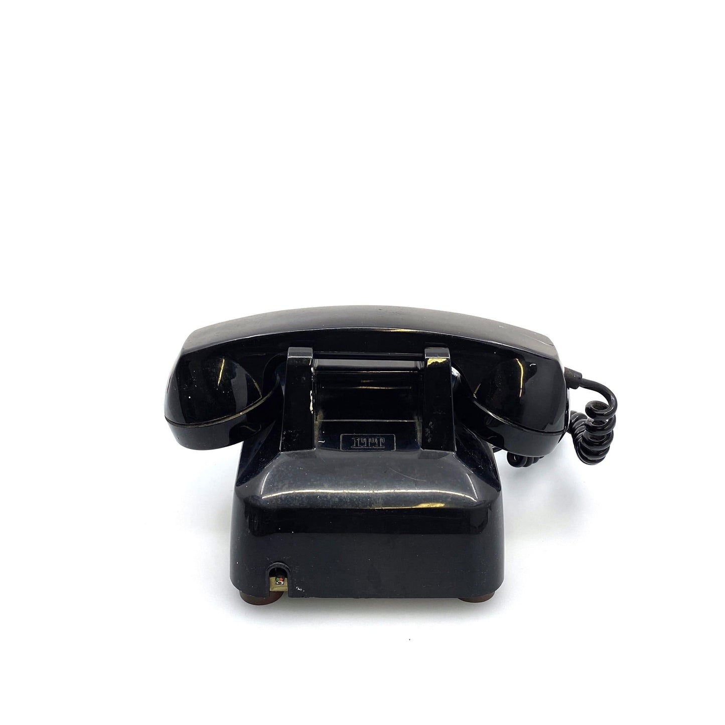 Vintage ITT Desktop Rotary Phone Black 500 Telphone Corded 1972 *FPO