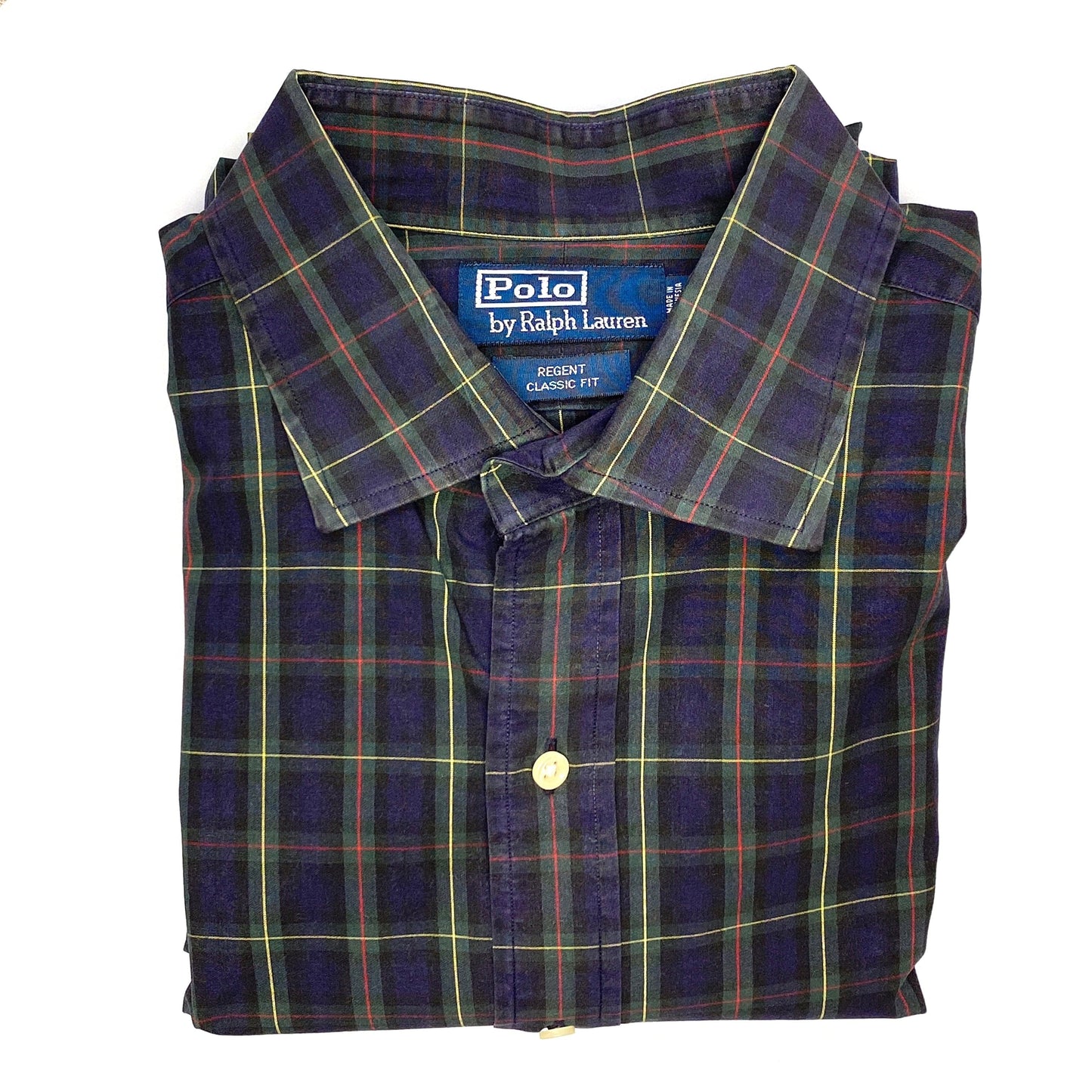 Polo Ralph Lauren Men's Regent Classic Fit Plaid Dress Shirt - Size XL - Blue/Green