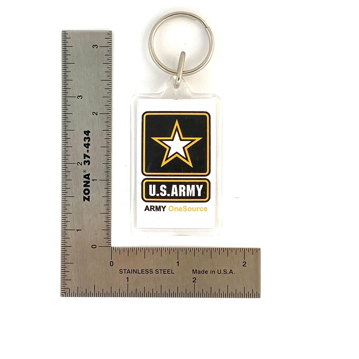 “U.S. ARMY” Keychain Key Ring Rectangle Clear Acrylic
