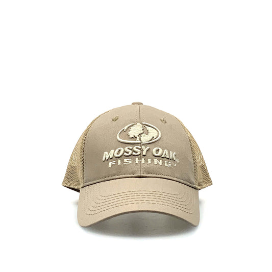 Mossy Oak Fishing Mens Mesh SnapBack Trucker Hat Beige OSFM