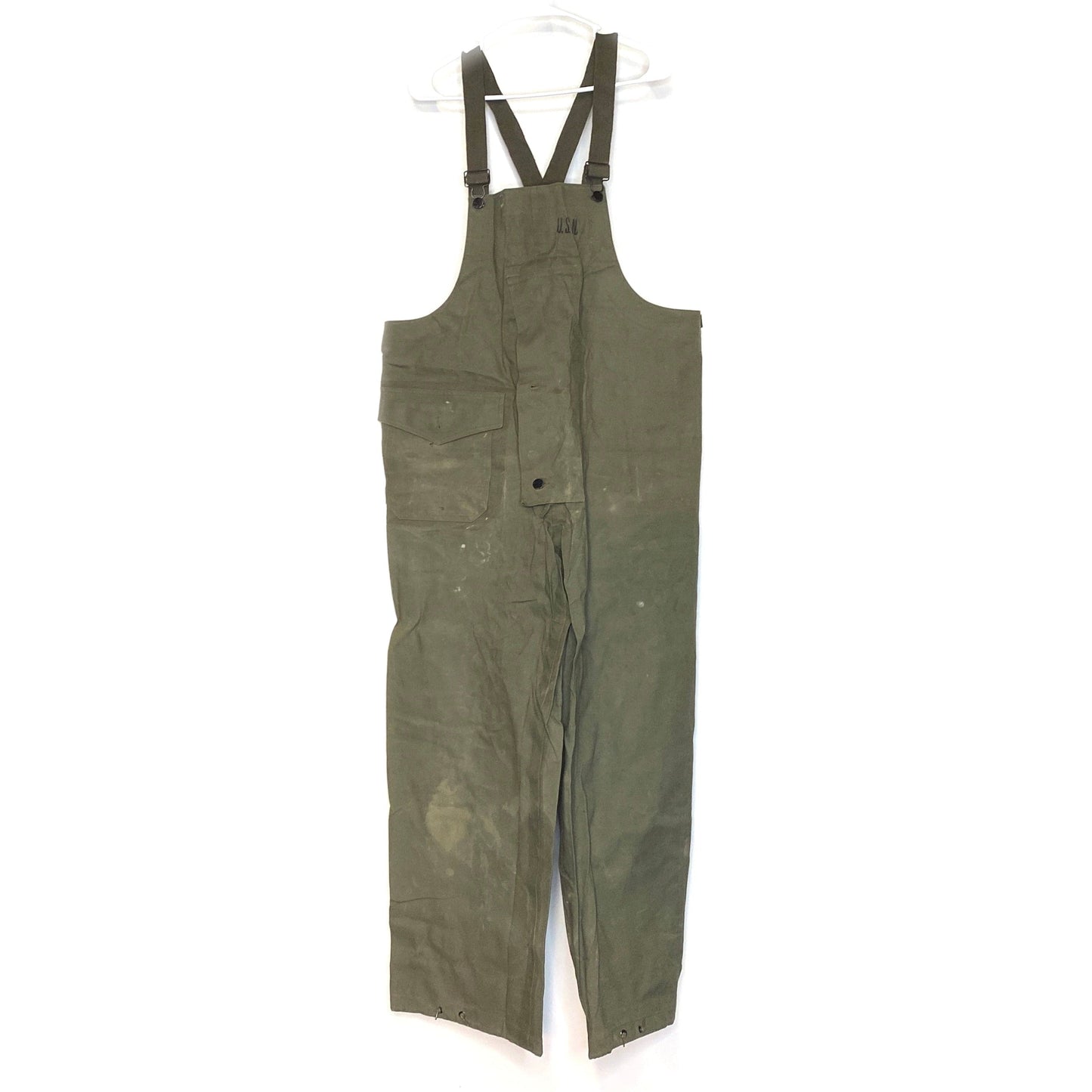 Vintage U.S. Navy Size S Green Foul Weather Deck Parka & Bib Overalls