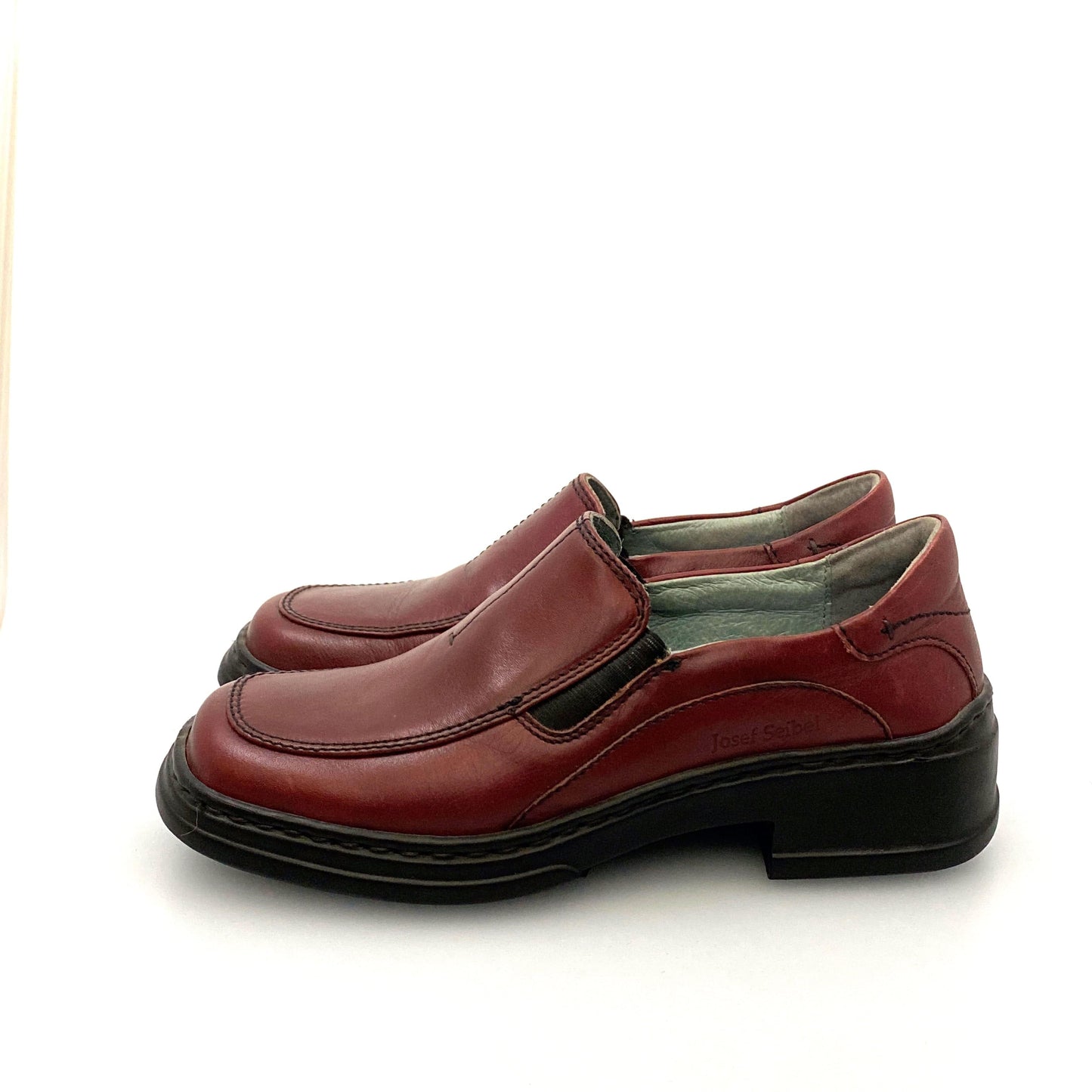 Josef Seibel Womens Size 37 Maroon Red Leather Loafers Shoes