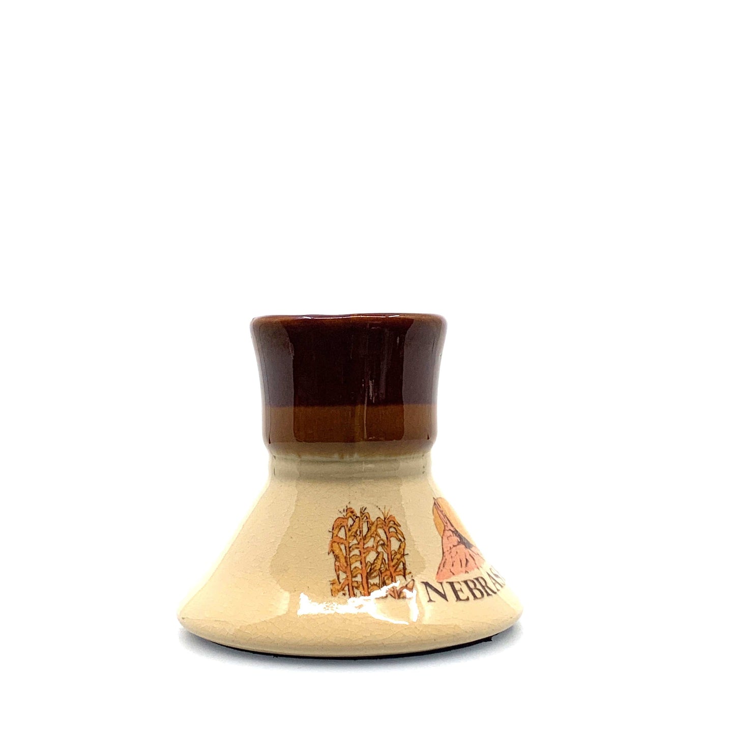Vintage No Spill Nebraska State Tourism Brown Coffee Cup 10 Fl Oz