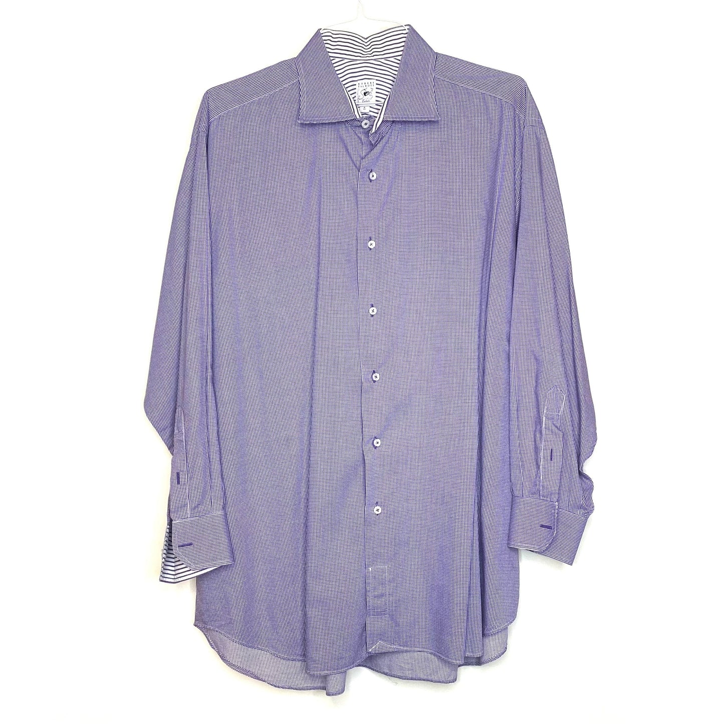 Men's Dress Shirt - Size 18/46 (XL) - Purple/White Striped - Long Sleeve Button-Up