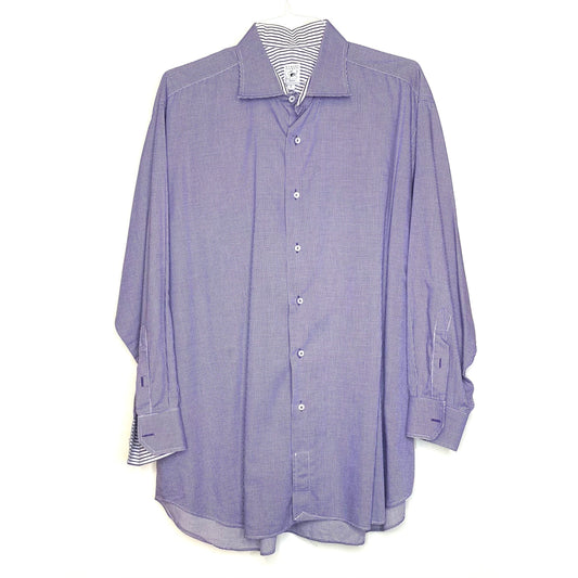 Men's Dress Shirt - Size 18/46 (XL) - Purple/White Striped - Long Sleeve Button-Up