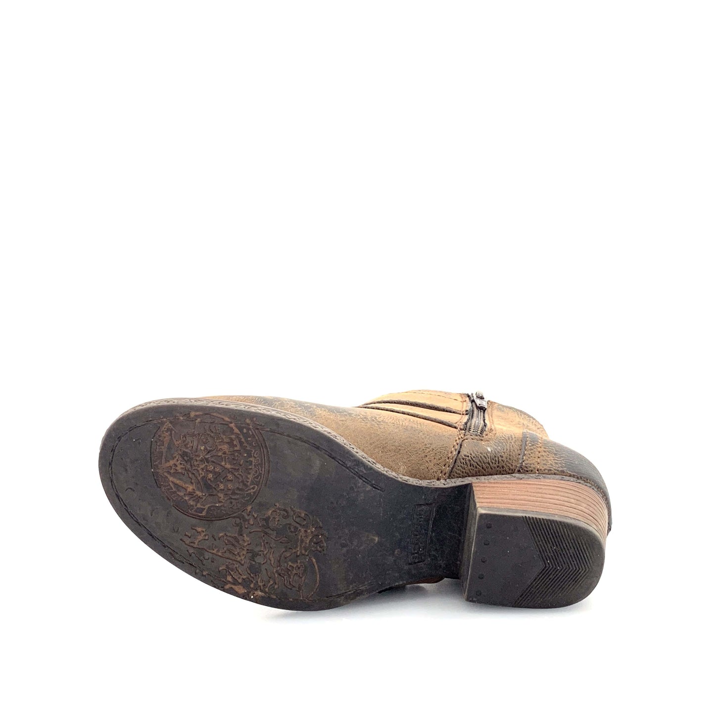 Sonoma Womens Size 6.5M Brown Booties Faux Leather Side Zip