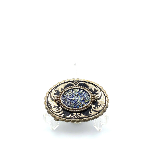 Stone Setting Western Cowboy Belt Buckle Tribal Embossed Rodeo