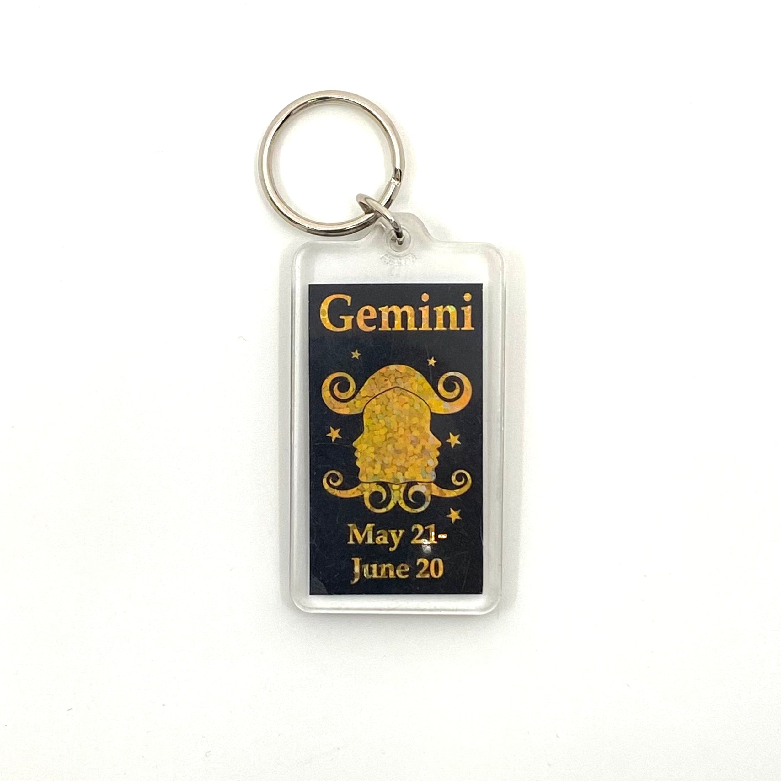 Vintage Kalan Gemini Horoscope Keychain Unique Acrylic Accessory