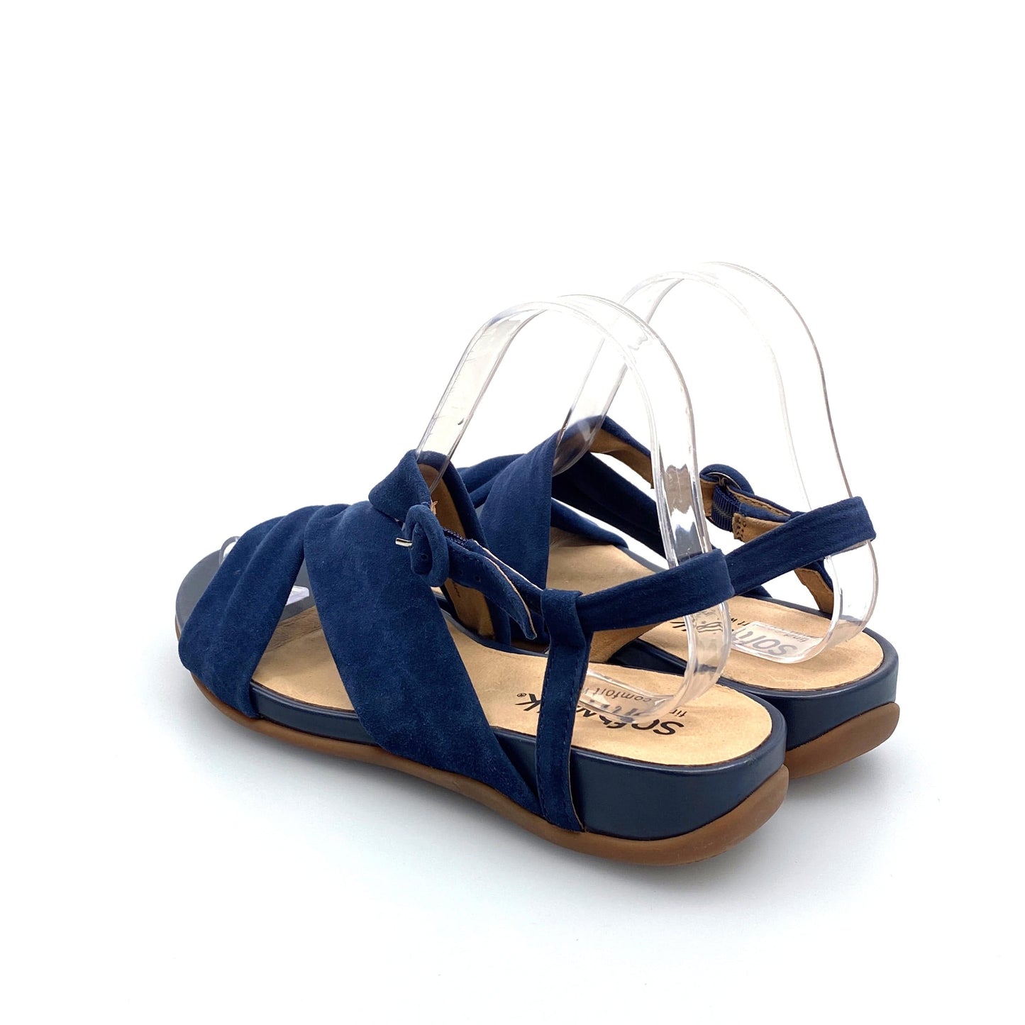 Softwalk Tieli Womens Size 8W Navy Blue Strappy Buckle Sandals Shoes