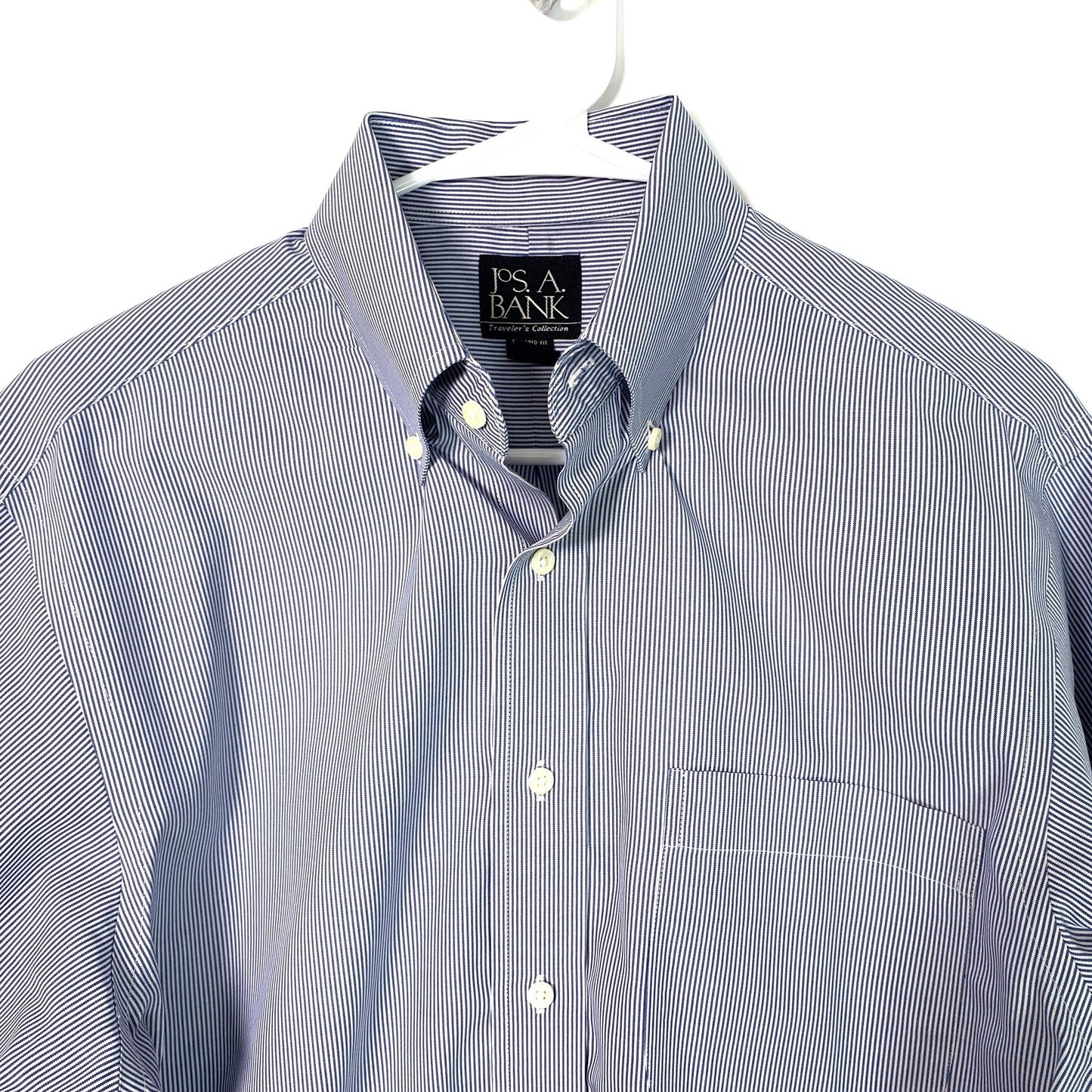 Men's Blue and White Striped Button-Down Dress Shirt - Size S - Jos. A. Bank