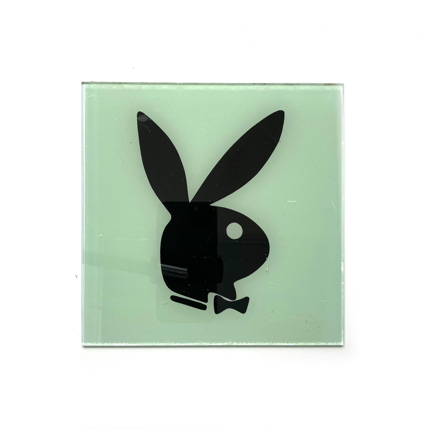 Vintage Playboy Bunny Logo Glass Carnival Fair Prize Giveaway 6”x6” 1980’s