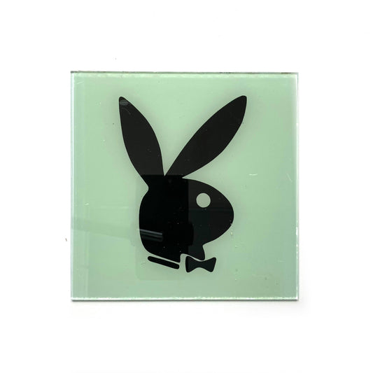 Vintage Playboy Bunny Logo Glass Carnival Fair Prize Giveaway 6”x6” 1980’s