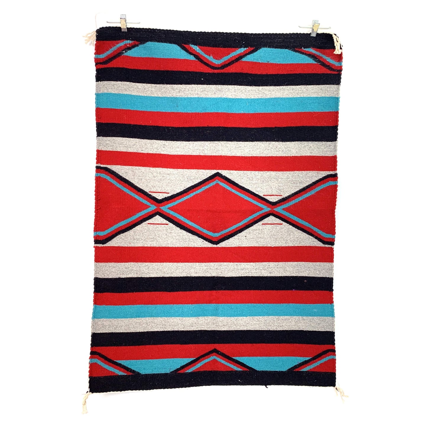 Vintage Navajo Hand-Woven Geometric Striped Kilim Rug by Lena Begay 42” x 27.5”