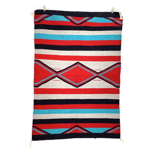Vintage Navajo Hand-Woven Geometric Striped Kilim Rug by Lena Begay 42” x 27.5”