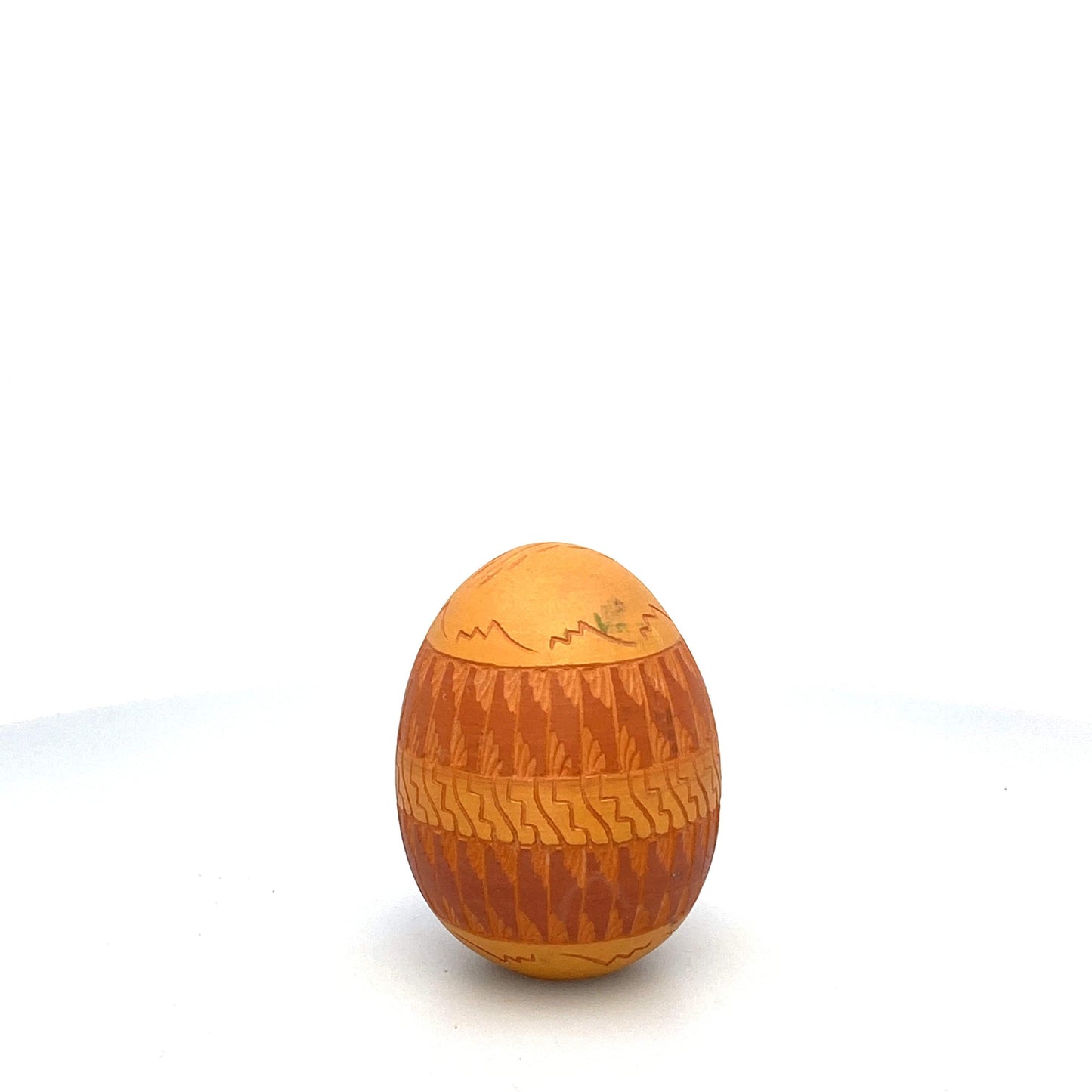 Navajo Pottery by Anna Tsosie Clay Egg Orange Terra Cotta Hand Etched 4”