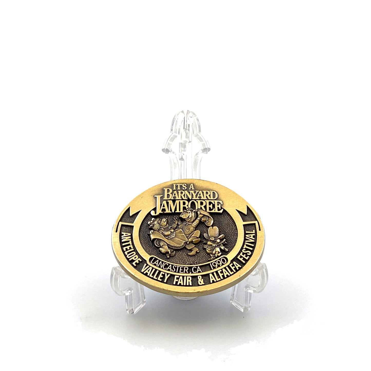 “Antelope Valley Fair & Alfalfa Festival Lancaster, CA 1990” Brass Belt Buckle 3”