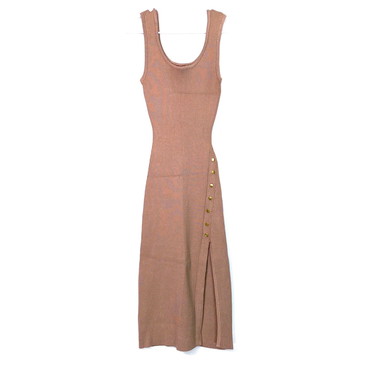 Windsor Women's Size L Beige Sleeveless Bodycon Dress with Slit