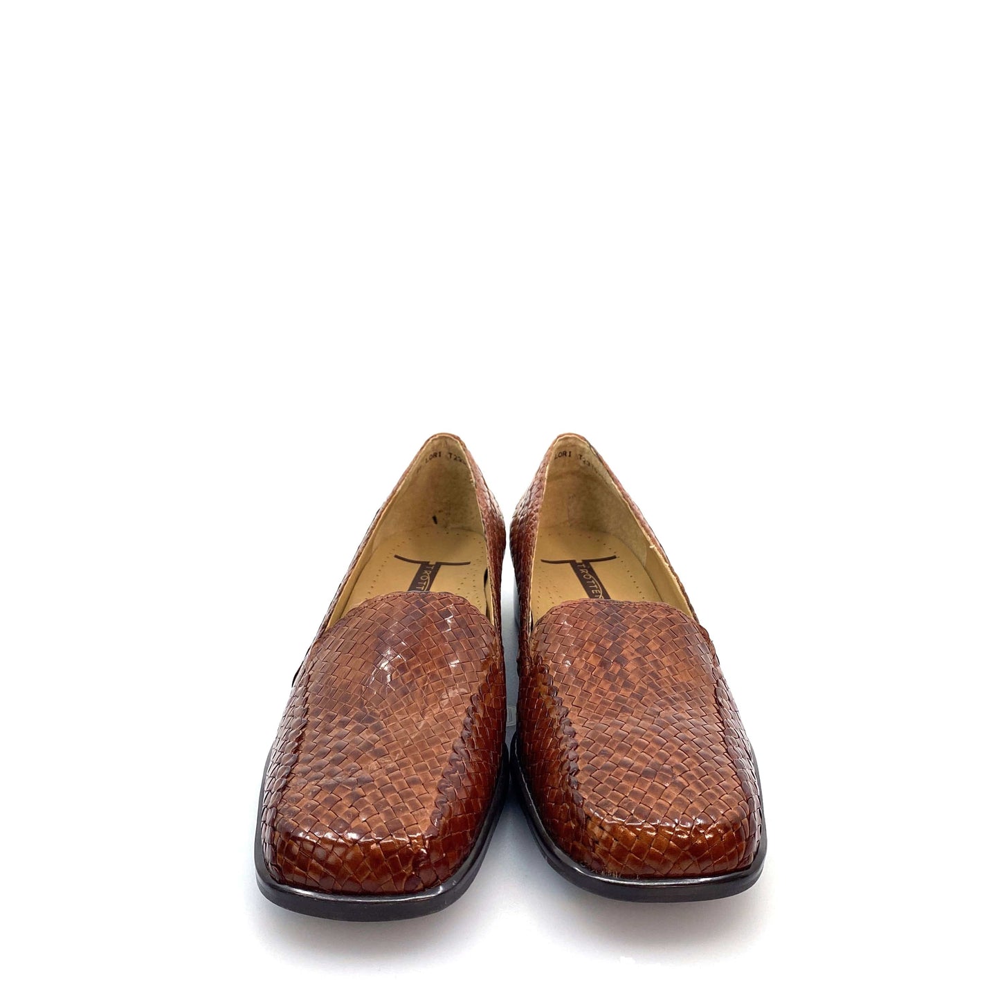 Trotters Loafers - Womens Textured Slip-On | Size 9S | Brown Leather | Basket Weave | EUC