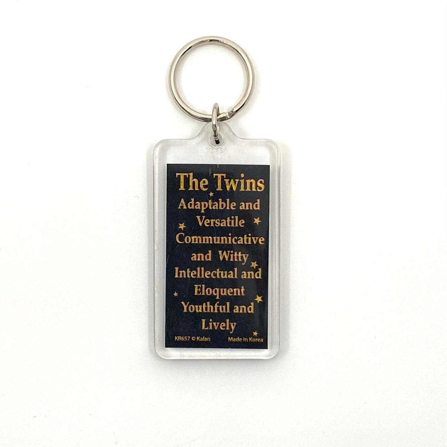 Vintage Kalan Novelty “Gemini” Horoscope Clear Acrylic Keychain