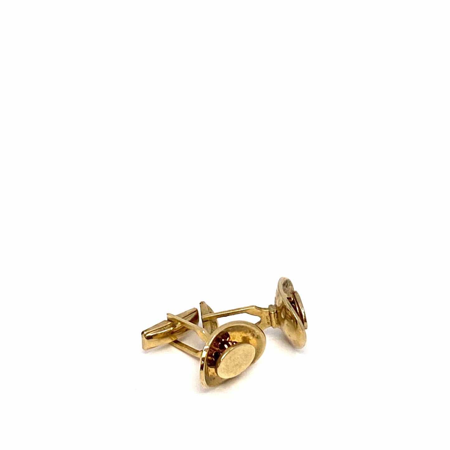 Vintage Mens Cufflinks Modernist Oval Gold, Pair
