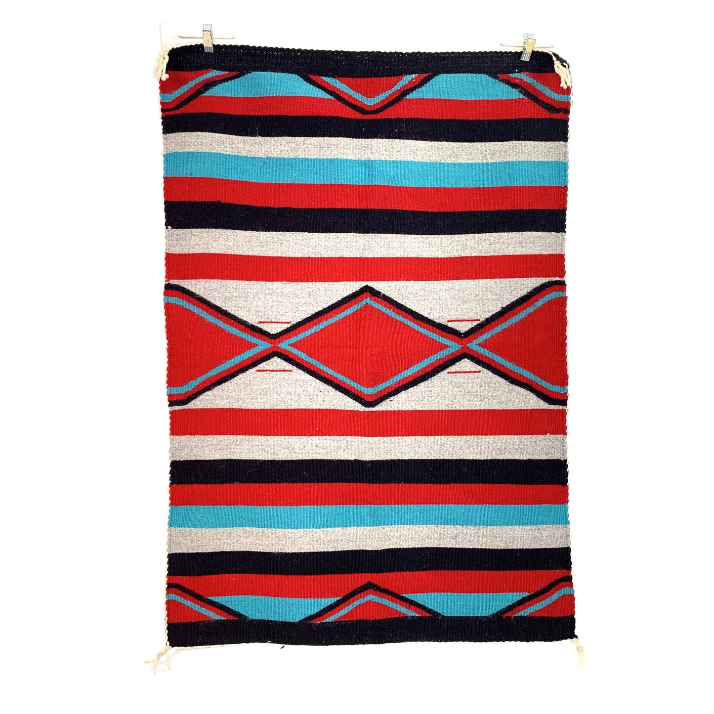 Vintage Navajo Hand-Woven Geometric Striped Kilim Rug by Lena Begay 42” x 27.5”