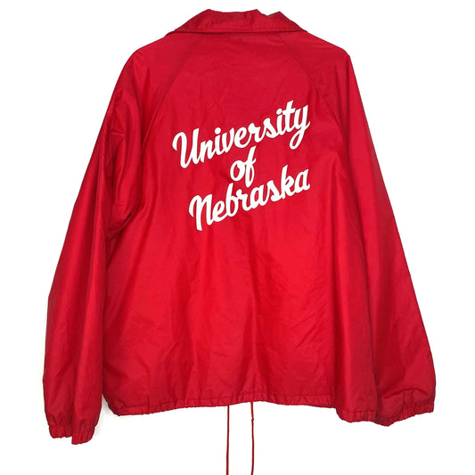Vintage Auburn Sportswear Men's Red Snap-Up Jacket - Size L - University of Nebraska