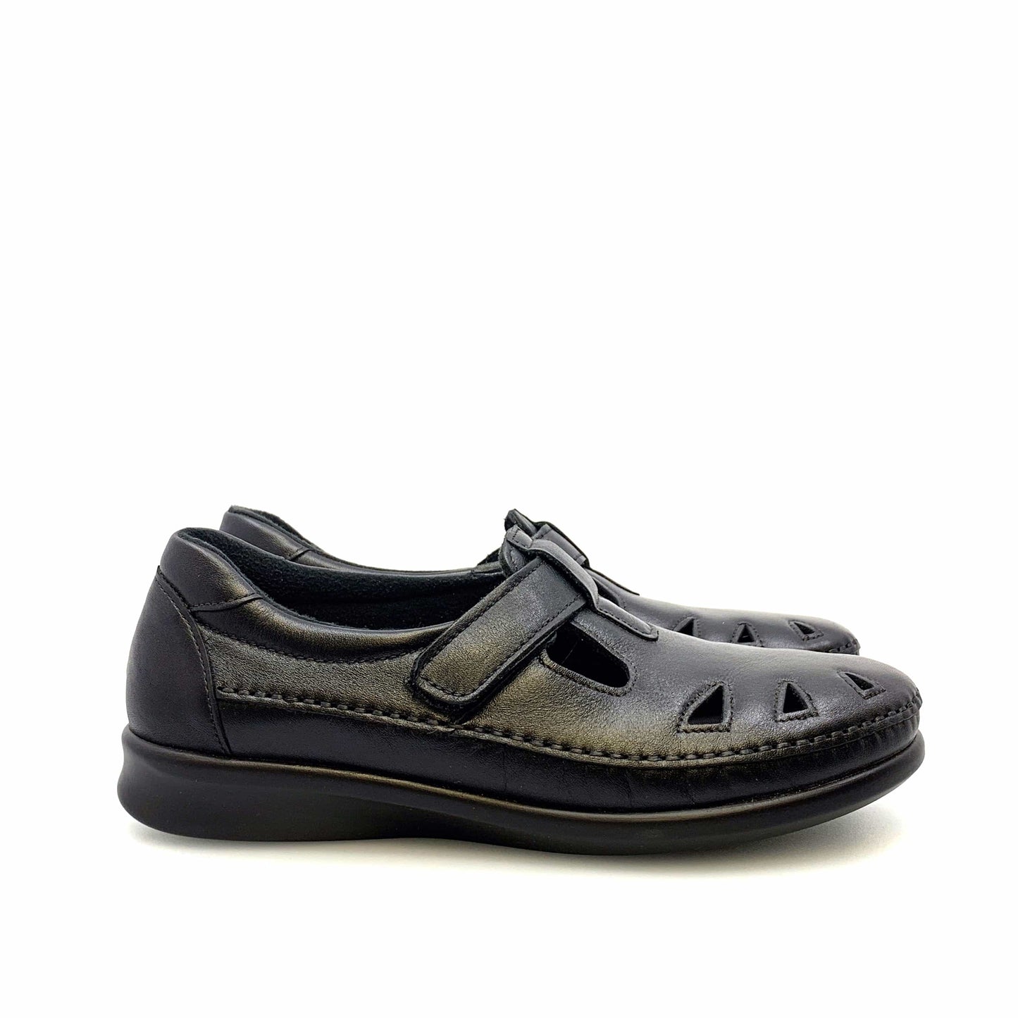 SAS Womens Size 9.5M Black Roamer Moc Leather Shoes Tripad Comfort Walking
