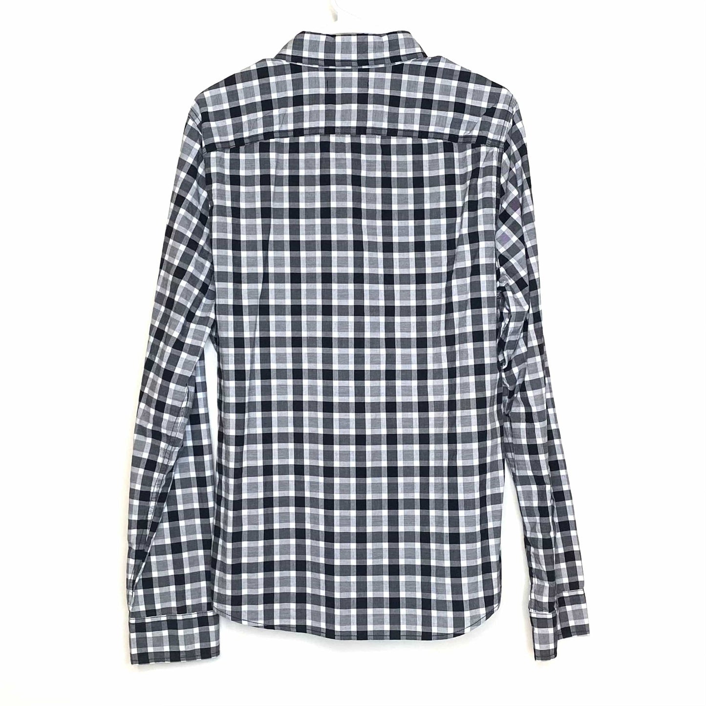 Hollister Men's Black and White Plaid Casual Shirt - Size L - Long Sleeve