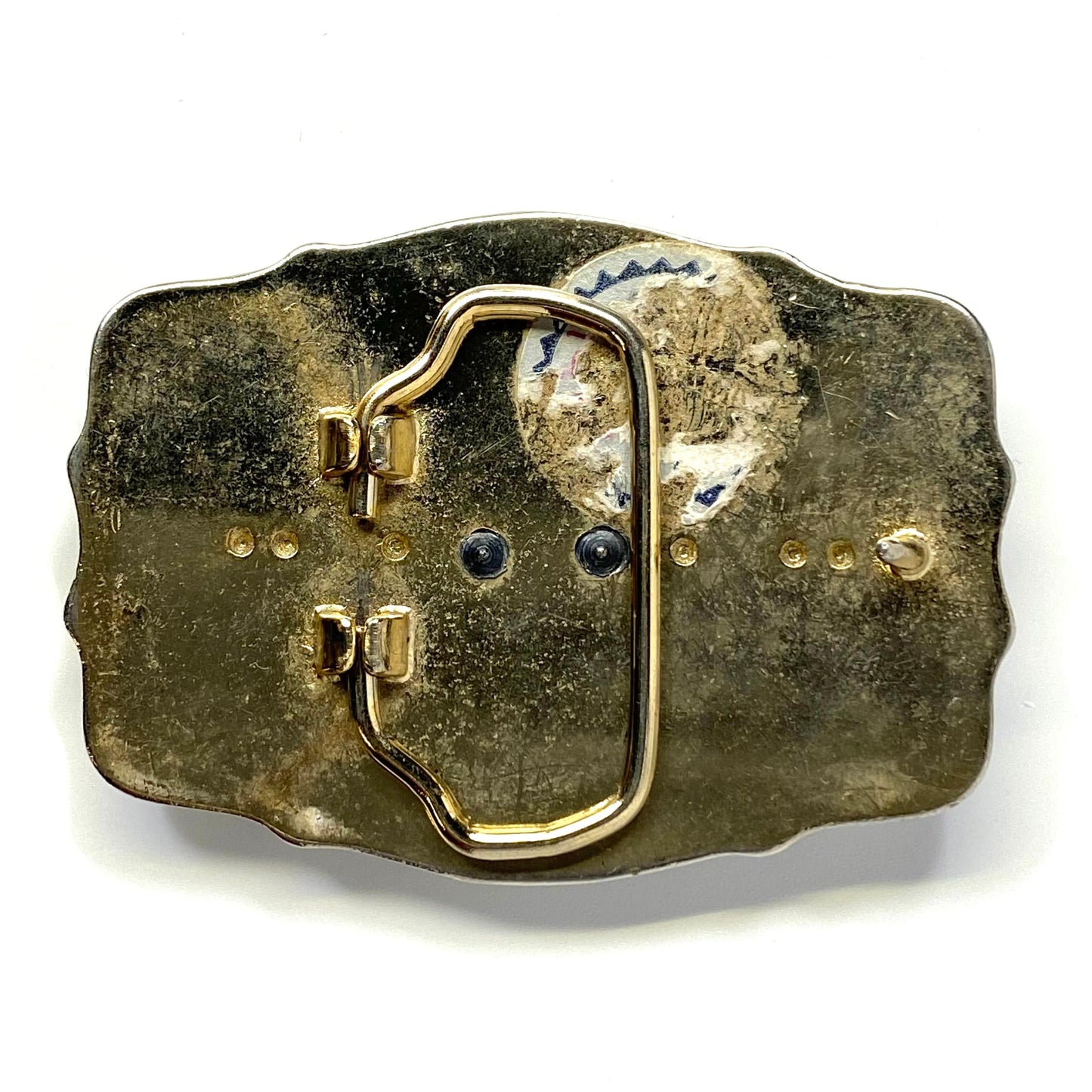 Vintage Square Dancing Goldtone Belt Buckle w/Silver Dancers