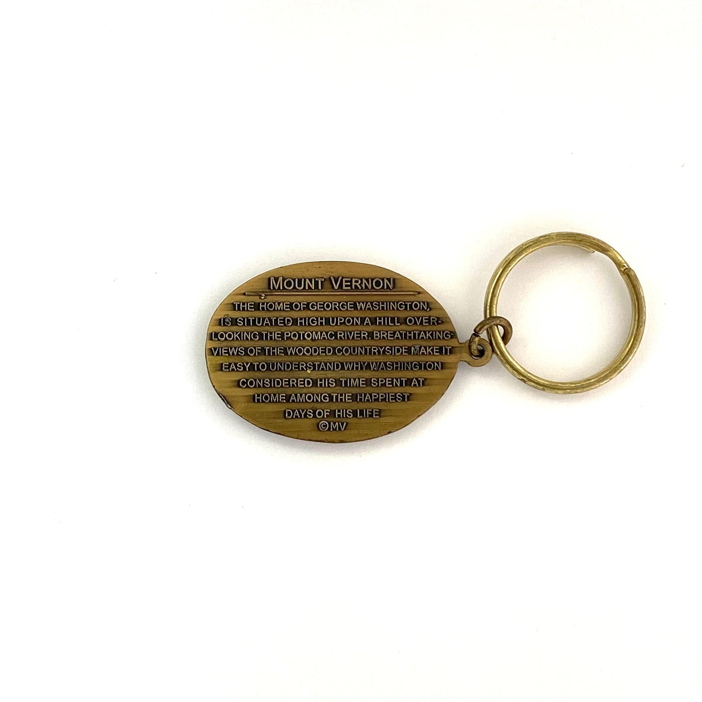 Vintage Mount Vernon Travel Souvenir Solid Brass Keychain Key Ring Charm