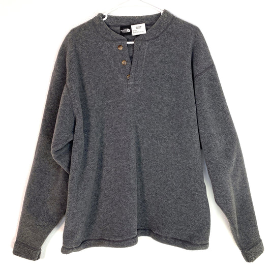 The North Face Mens Size M Gray Fleece Henley Pullover Sweatshirt L/s