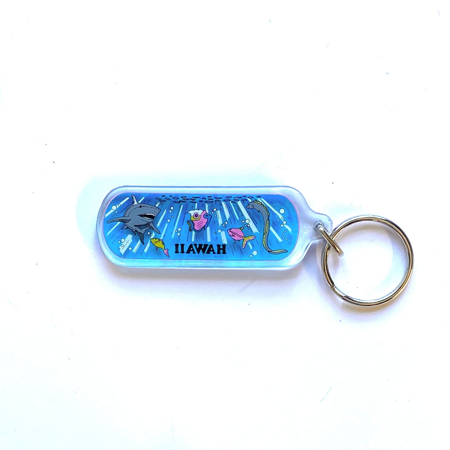 Vintage Hawaii Travel Souvenir Acrylic Keychain Key Ring
